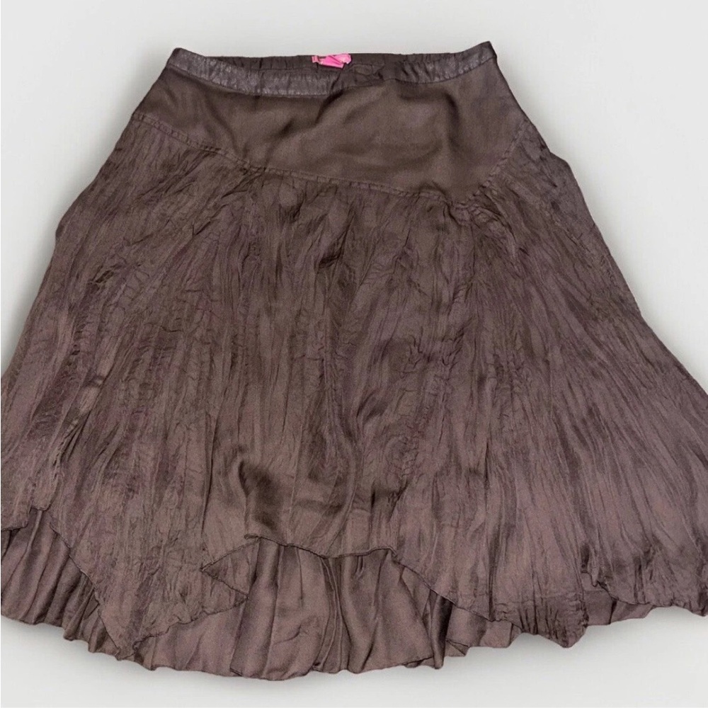 Sunny Leigh Women's Fit & Flare Lined Skirt Size 12 Brown Handkerchief Hem